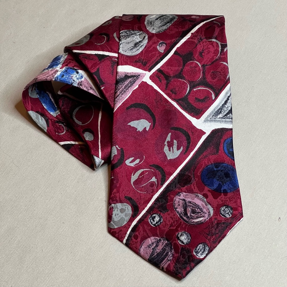 Emilio Pucci Red Abstract Silk Tie Quite Luxury Casual Summer Old Money Miami